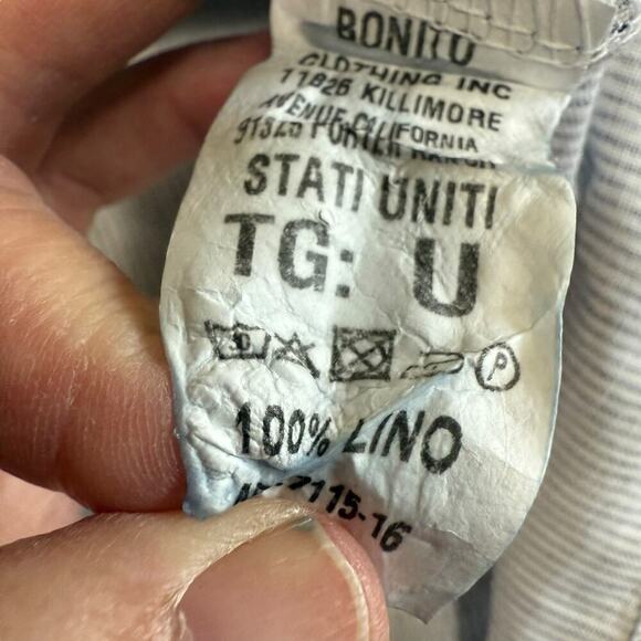 Liabella Top Woman's Button Up Blouse Striped Blue 100% Linen 7XL L/S Coastal - Picture 5 of 8